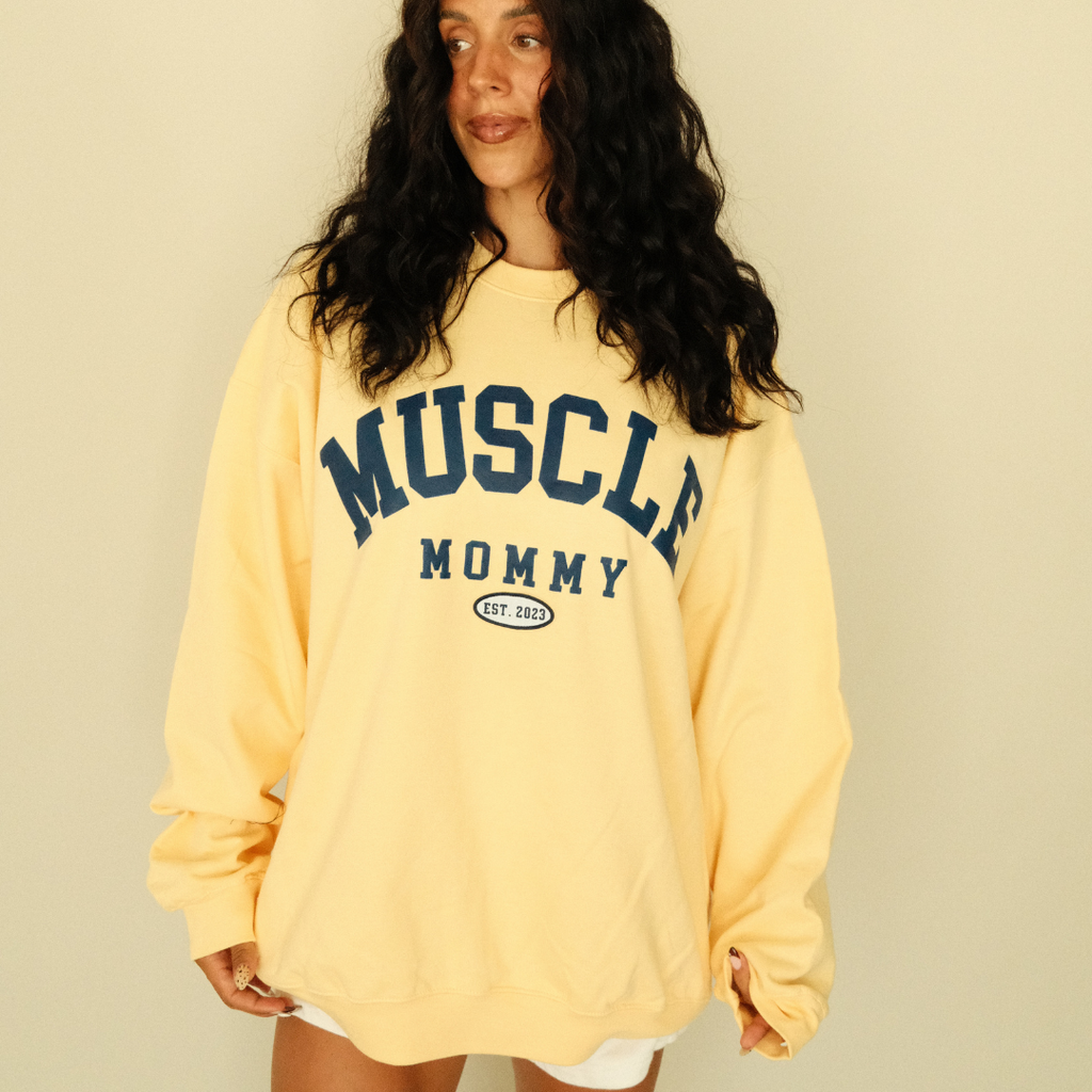 varsity vintage muscle mommy crewneck