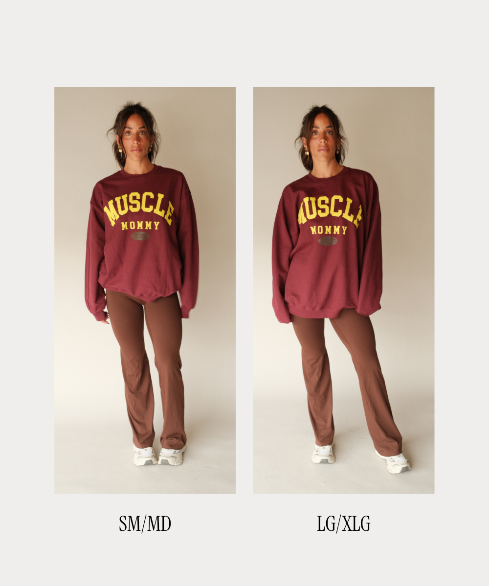 varsity vintage muscle mommy crewneck