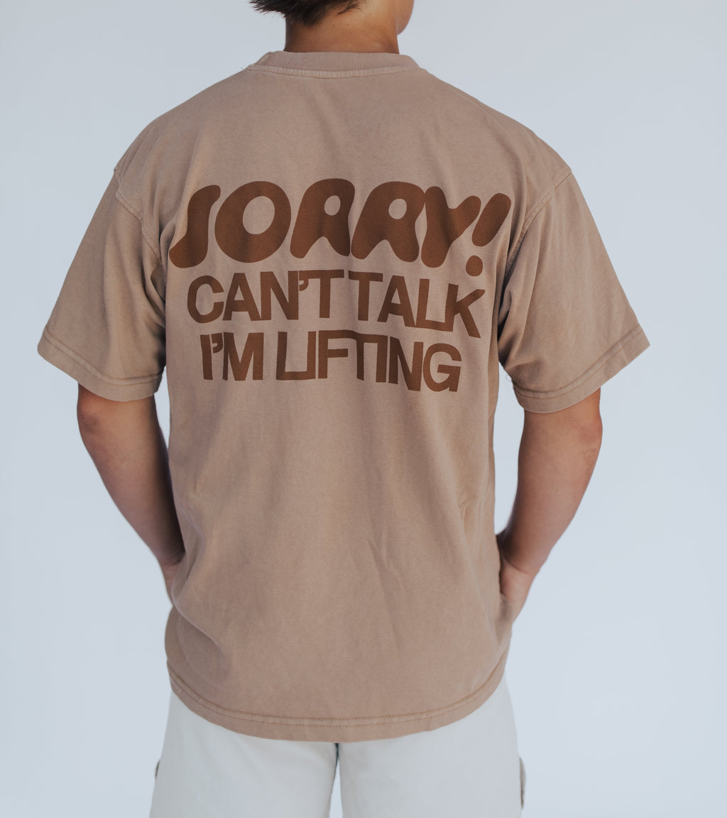 sorry! can't talk i'm lifting tee